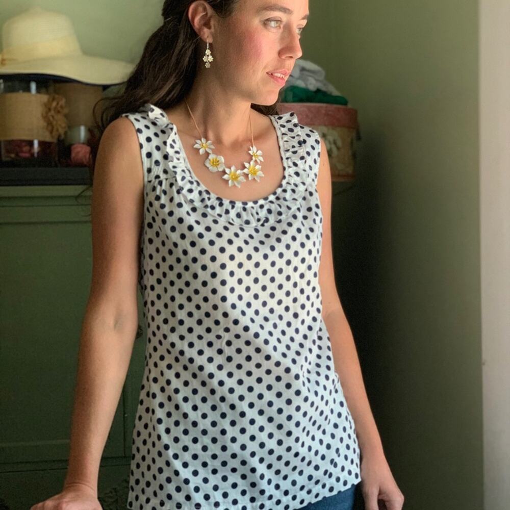 Tommy Hilfiger Pokadot Sleeveless Blouse, Size XS